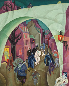 Lyonel Feininger's The Green Bridge II (North Carolina Museum of Arts/Artist's Rights Society, 1916)