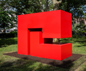 Carmen Herrera's Untitled Estructura (Red) (Lisson/Public Art Fimd, 1962/2018)