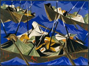 Jacob Lawrence's Struggle 10: Washington Crossing the Delaware (Metropolitan Museum of Art, 1954)