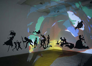 Kara Walker's Darkytown Rebellion (photo by the artist/Sikkema Jenkins, Musée d'Art Moderne Grand-Duc Jean, 2001)